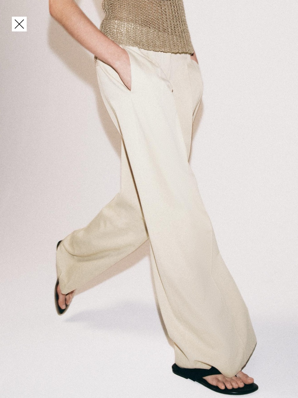 NWT/ Sz Med /Wide-Leg Cream Trousers - Classic High-Rise Women’s Pants - Picture 6 of 8